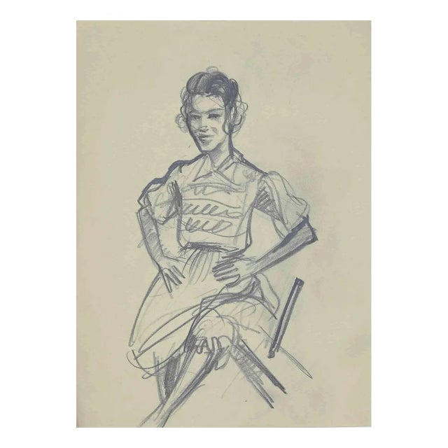 Mino Maccari, Girl, Original Drawing, Mid-20th Century For Sale