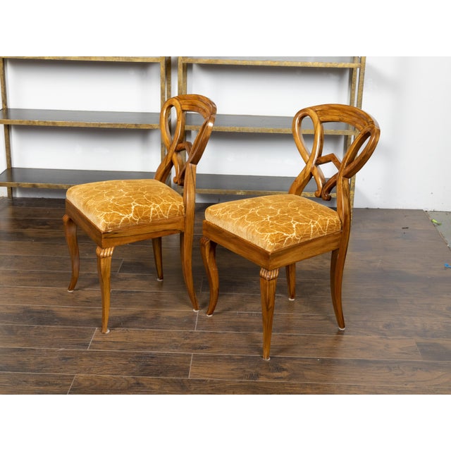Pair of Austrian Biedermeier 19th Century Side Chairs with Carved Open Backs For Sale In Atlanta - Image 6 of 12