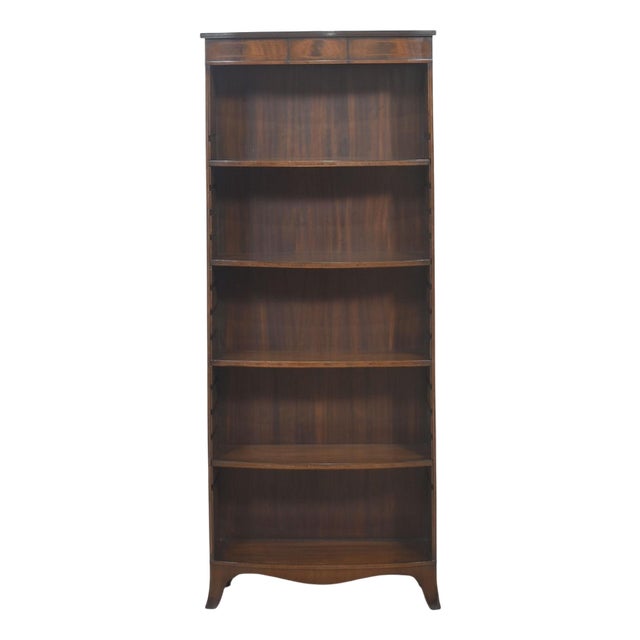 Mahogany Inlaid Open Bookcase, 1890s For Sale