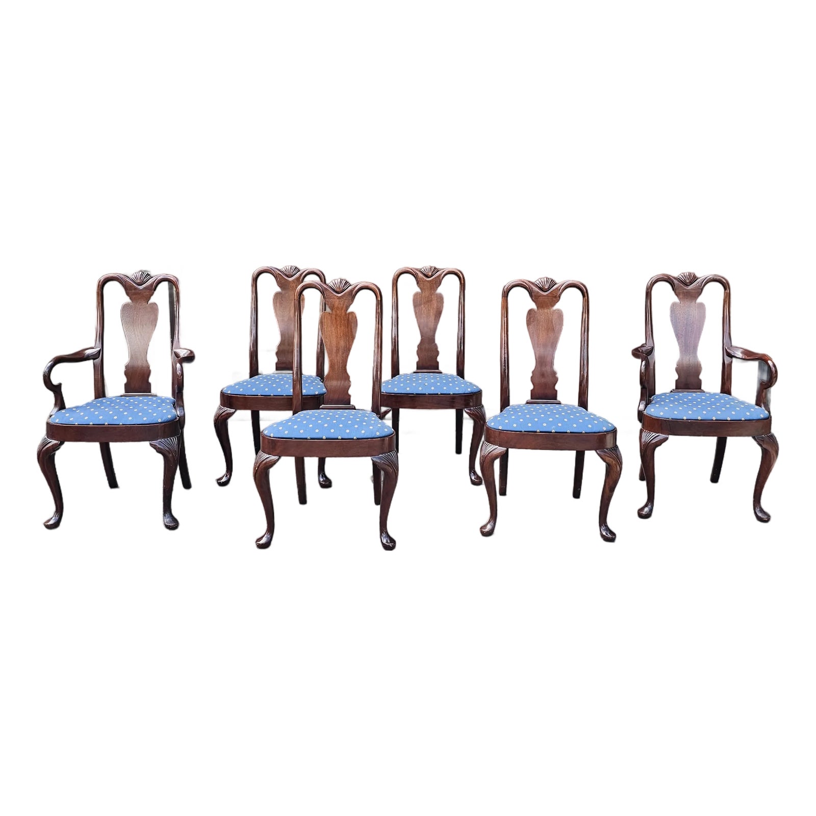 Mid 20th Century Hickory Chair Queen Anne Style Mahogany Dining Chairs ...