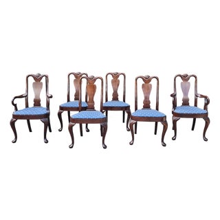 Mid 20th Century Hickory Chair Queen Anne Style Mahogany Dining Chairs- Set of 6 For Sale