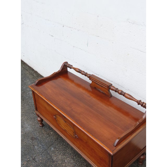 Early 1900s Carved Bench Cedar Chest Blanket Trunk 6365 For Sale - Image 11 of 12