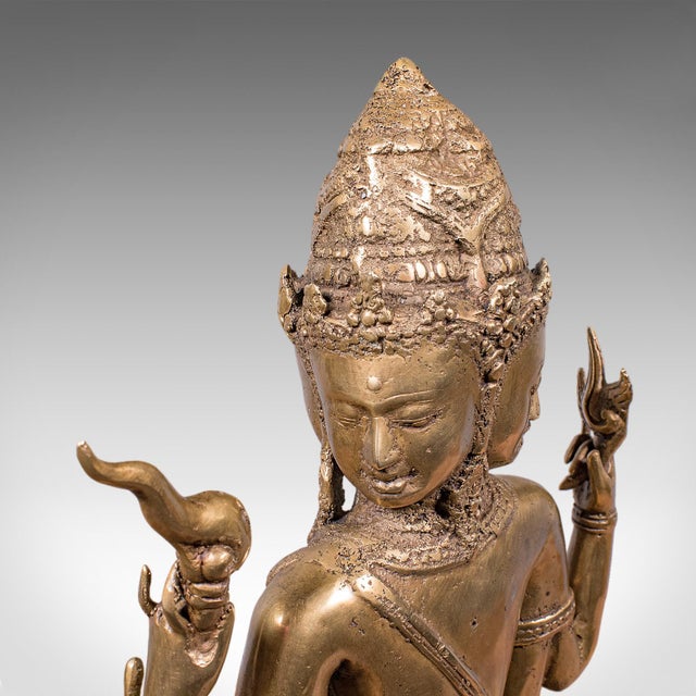 Bronze Antique Dattatreya Figure, Balinese, Bronze, Religious Icon, Hinduism, Victorian For Sale - Image 8 of 12
