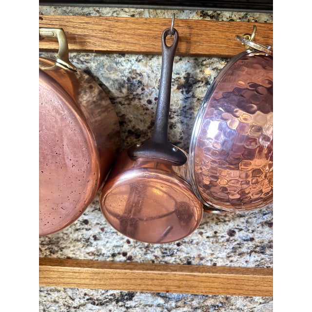 Metal Antique Copper Pans, Lovely Patina - 6 pcs For Sale - Image 7 of 18