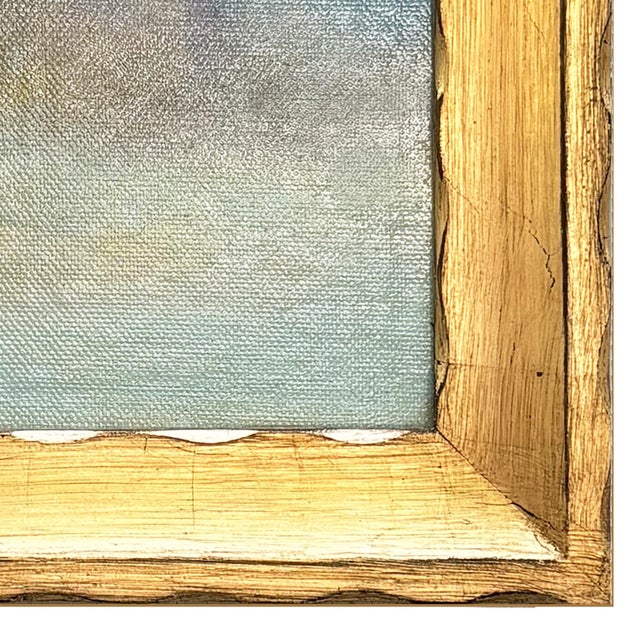 2020s Contemporary Petite Cloud Oil Painting in Vintage Frame For Sale - Image 5 of 6