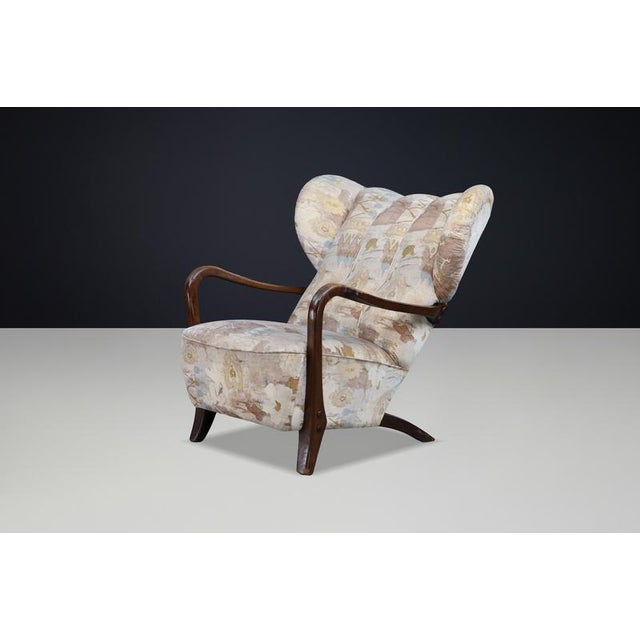 1920s Art Deco Oak Wingback Chair, Czech Republic, 1920s For Sale - Image 5 of 12