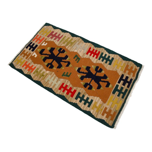 Handmade Rug Turkish Kilim Small Rug Entry Mat Doormat 2x4 Ft Approx For Sale