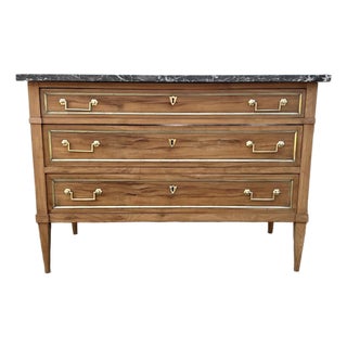 French 19th Century Louis XVI Bleached Chestnut Marble Top Commode For Sale