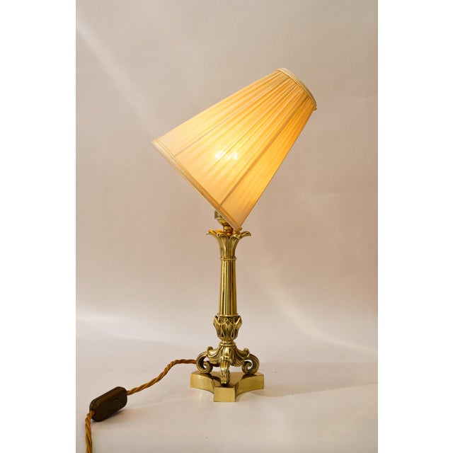 Historistic Table Lamp with Fabric Shade, Vienna, 1890s For Sale - Image 4 of 15
