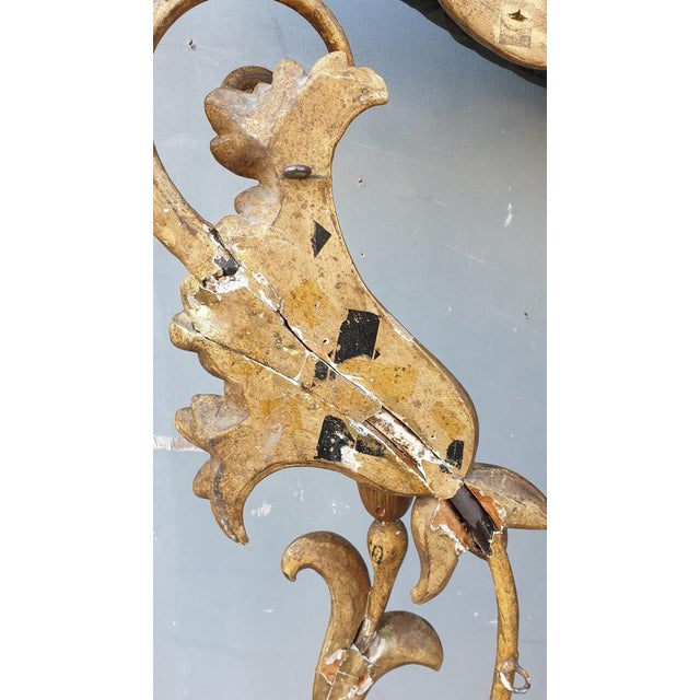 Large 19th Century Sculpted Gilded Wood Wall Light, Tuscany, Italy For Sale - Image 4 of 14