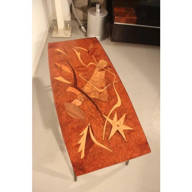 1950s Italian Coffee Table with Wooden Inlays by Luigi Scremin, 1950 For Sale - Image 5 of 18