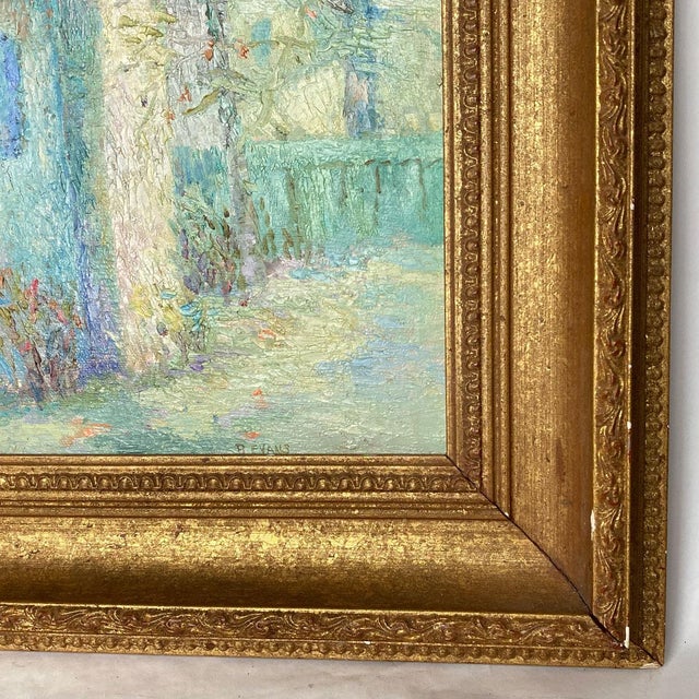 Vintage B. Evans Impressionist Style Oil on Canvas Painting, European House For Sale - Image 10 of 12