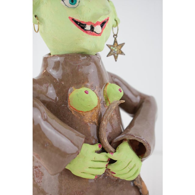 Ceramic Signed Postmodern Feminist Sculptural Pottery - Witch Teapot For Sale - Image 7 of 14