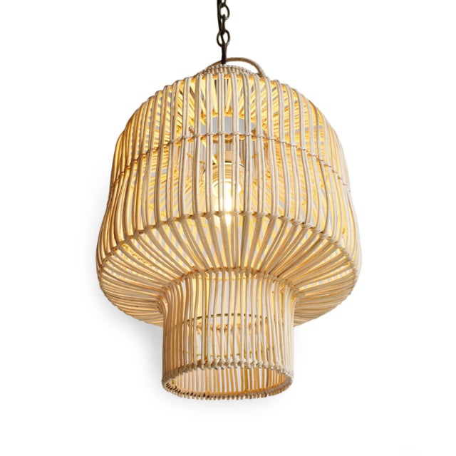 Mid-Century Modern Small Raw Wicker Pendant For Sale - Image 3 of 7