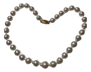 Vintage South Sea Baroque 18k Diamond Clasp Necklace