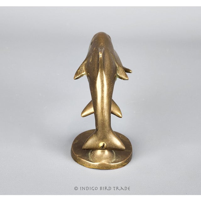 Vintage Solid Brass Dolphin Figurine For Sale - Image 4 of 5