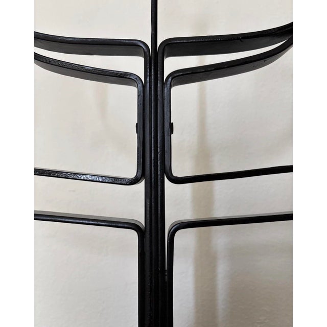Black Pair of Vintage Spanish Brutalist Iron Candelabras 5 Candle Holder Large! MCM For Sale - Image 8 of 10