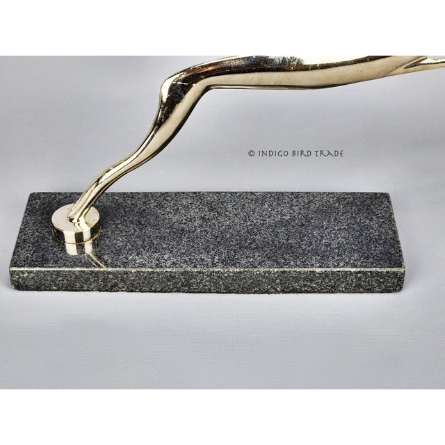 Black Early 20th Century Art Deco Chromed Metal Leaping Gazelle or Deer on Black Marble Base Sculpture or Car Mascot by Karl Hagenauer For Sale - Image 8 of 9