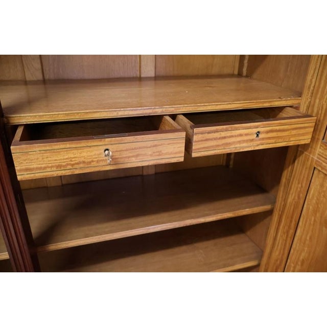 Late 19th Century Satinwood Inlaid Bronze Mounted Beveled Mirror Armoire For Sale - Image 15 of 18