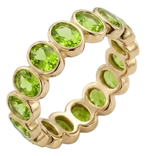 Peridot Bezel-Set Eternity Stackable Band Ring in 18k Gold Plated Sterling Silver Us 7