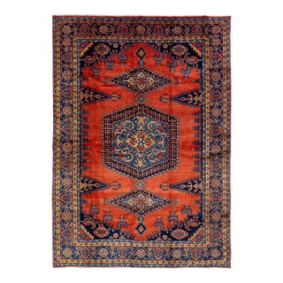 Room Size Rust Vintage Mahal Persian Wool Rug With Allover Design For Sale