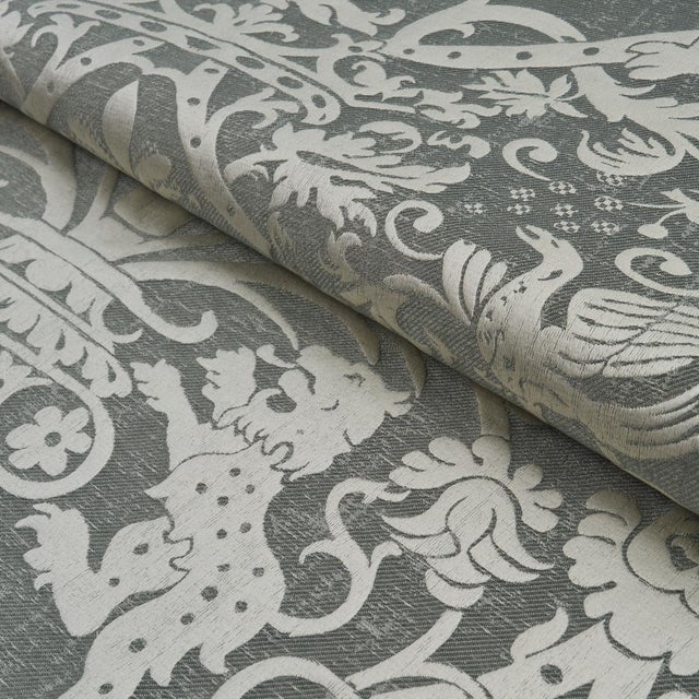Schumacher Schumacher Dougal Damask Fabric In Mist For Sale - Image 4 of 6