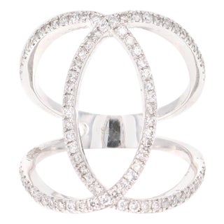 0.60 Carat Round Cut Diamond Cocktail Ring 14 Karat White Gold, Size 6.75 For Sale