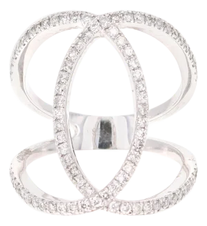 0.60 Carat Round Cut Diamond Cocktail Ring 14 Karat White Gold, Size 6.75