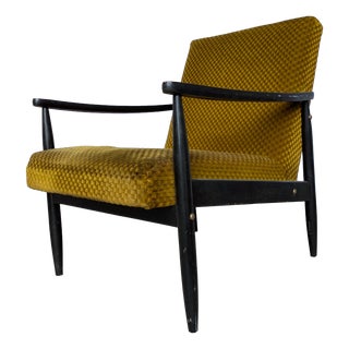 Mid-Century Modern Yellow Fabric Lounge Chair, 1970s For Sale