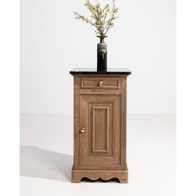 Wood Early 20th Century Oak Louis Philippe Side Table With Marble Top For Sale - Image 7 of 17