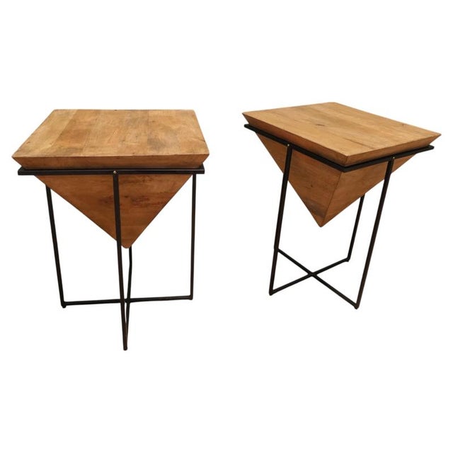 Brown Inverted Pyramid Occasional Tables, 1970, Set of 2 For Sale - Image 8 of 8