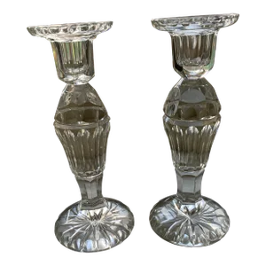 Antique Finely Cut Crystal Candlesticks a Pair
