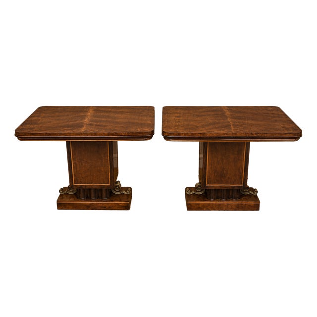 Art Deco Console Tables in Mahogany and Lemonwood, 1930, Set of 2 For Sale