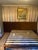 Custom Wall to Wall Velvet Headboard and Walnut King Sized Bed Frame For Sale - Image 10 of 13