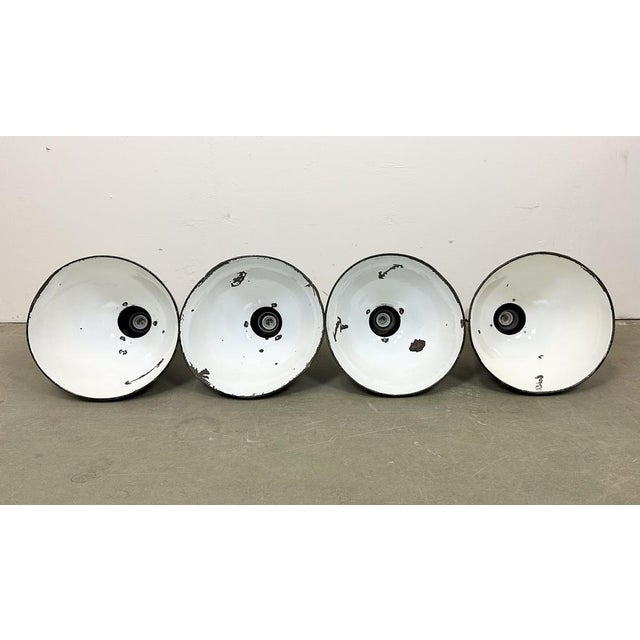 Bauhaus Industrial Bauhaus Black Enamel Pendant Lamps from Elektrosvit, 1950s, Set of 4 For Sale - Image 3 of 18