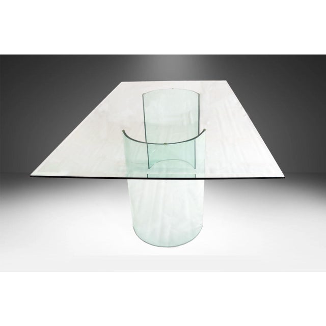Transparent 1980s Postmodern Beveled Glass Double Pedestal Dining Table For Sale - Image 8 of 11