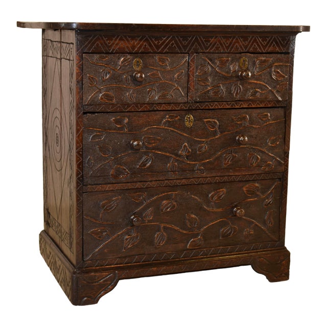 18th Century Hand Carved English Chest of Drawers For Sale