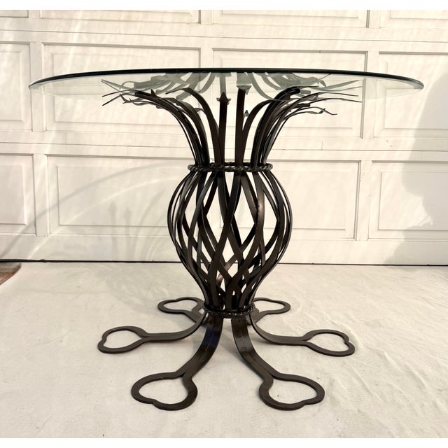 Mid-Century Modern 1950's Attributed to Mario Papperzini for Salterini Wrought Iron Patio Table, New Powder Coat For Sale - Image 3 of 12