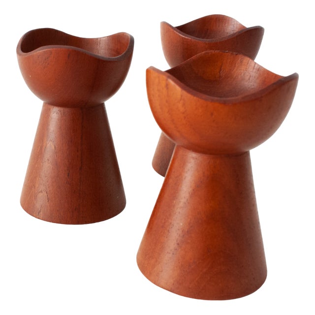Danish Teak Candleholders, 1960s, Set of 3 For Sale