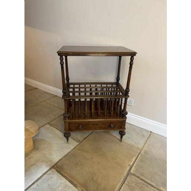 Antique Victorian Freestanding Burr Walnut Canterbury Whatnot, 1860 For Sale - Image 6 of 8