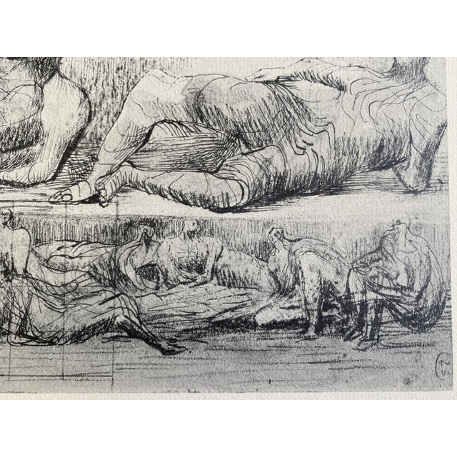 This is a VERY RARE Vintage Original Lithograph by Henry Spencer Moore (1898-1986). This image is printed on heavy wove...