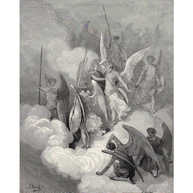 Artist: Gustave Doré (Paul Gustave Louis Christophe Dore) (French, 1832-1883) Title: Abdiel Attacks Satan Medium: Antique...