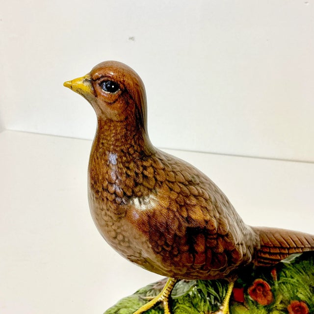 1973 Boho Chic Americana Folk Art Ceramic Pheasants - A Pair For Sale - Image 12 of 16