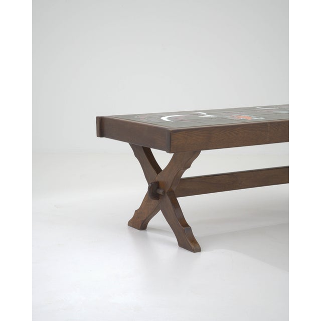 20th Century French Wooden Coffee Table With Ceramic Top For Sale - Image 11 of 18