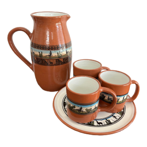 Late 20th Century Peruvian Earthenware Artisanal Serving Set of 5
