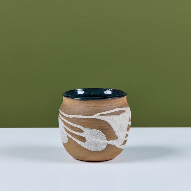 Stoneware Table Planter with White Glaze For Sale - Image 9 of 13