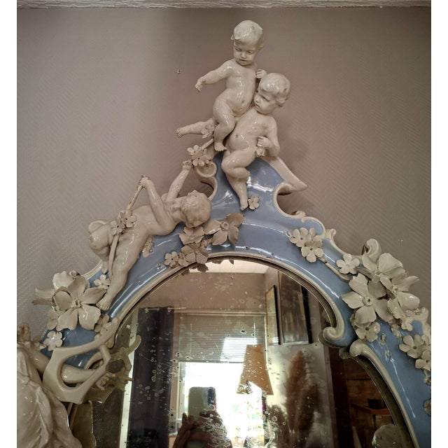 Ceramic Ceremonial Mirror in Capodimonte Porcelain For Sale - Image 7 of 8