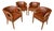 Vintage Art Deco Chairs in Walnut and Leather, 1940, Set of 4 For Sale
