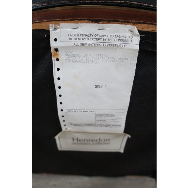Late 20th Century Henredon Mahogany Distressed Leather French Empire Regency Club Lounge Armchair For Sale - Image 12 of 12