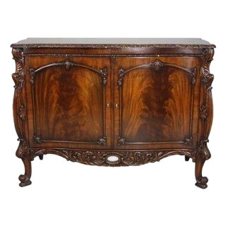 Chippendale Carved and Figural Mahogany 2 Door Server Cabinet For Sale